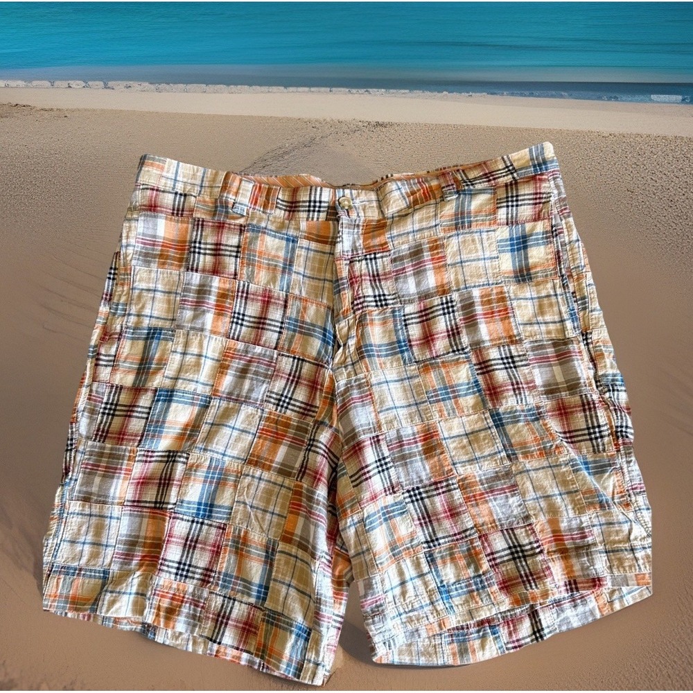 Berle Patchwork Madras Shorts Mens 38 Multicolor Plaid Cotton Preppy Ivy League